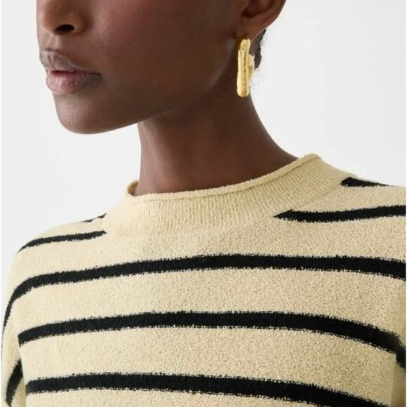 J.Crew Cropped Boucle Rollneck Sweater Striped Cotton Blend Nautical XXL NWT - Picture 2 of 13